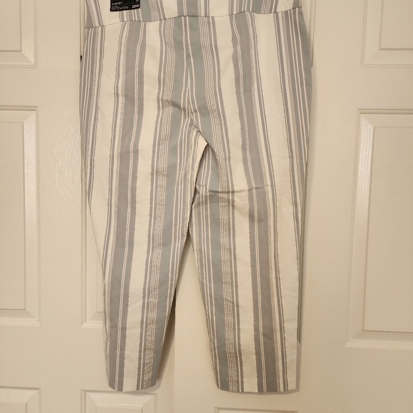 ATTYRE Slim Leg Wide Waist Band Aqua & White Metalic Striped Pants Size 20W NWT - Picture 6 of 7